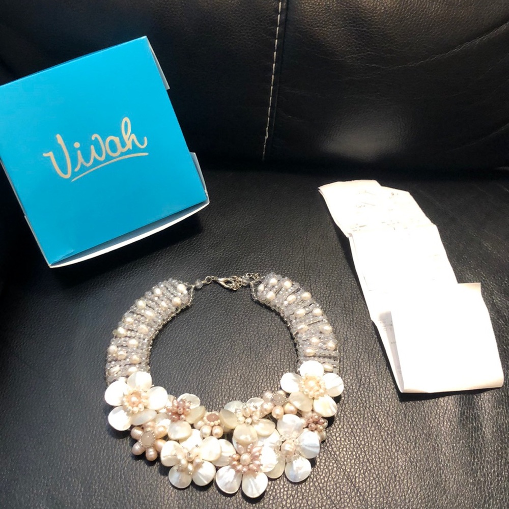 NEW “Vivah” flower and Pearl statement necklace